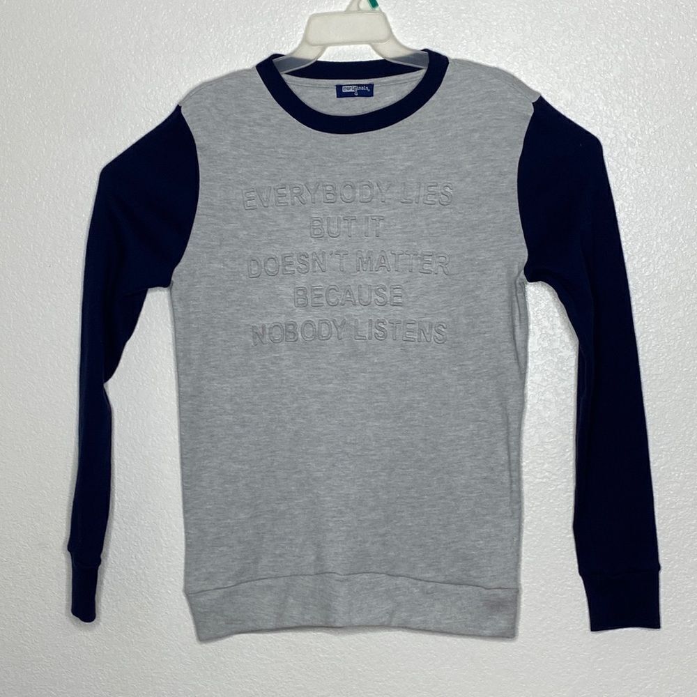 725 Originals Men’s Long Sleeves Medium Thick Gray/Navy T Shirt Size L